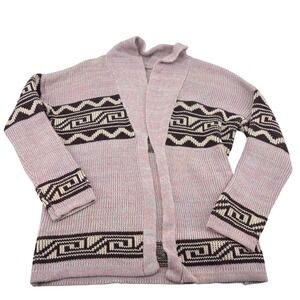 Ecota Women's Geometric Print Open Front Cardigan Sweater Pink Blue Size M